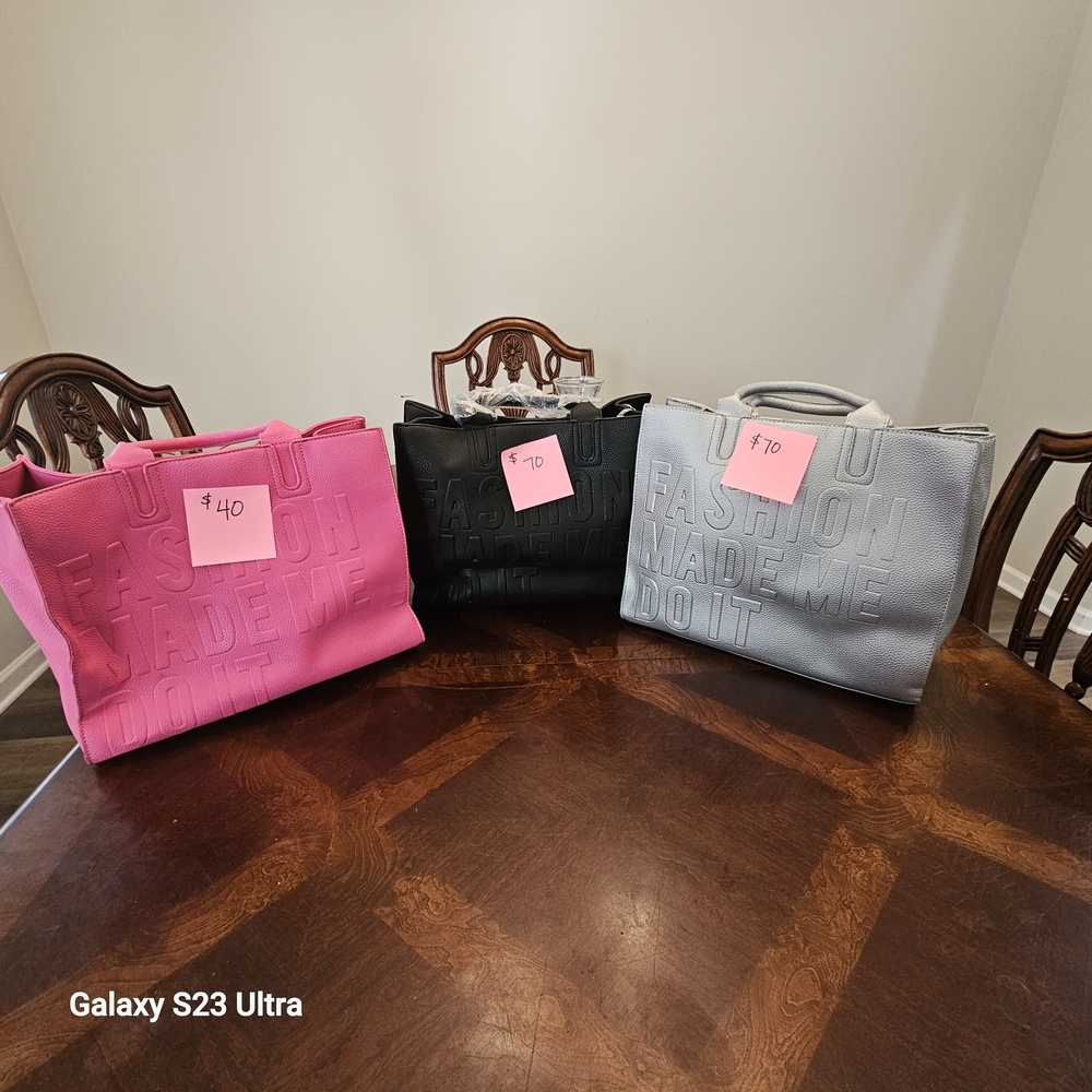 Trendy Women's Tote Bags in Pink, Black, and Gray